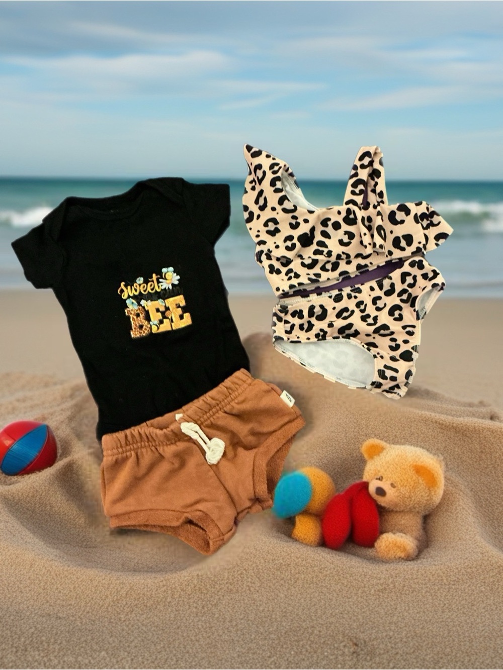 Infant Girls Leopard Print Summertime Swimming Set 1121